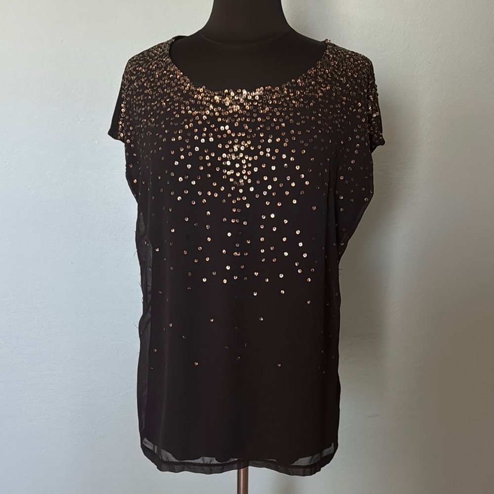 Ralph Lauren Black Blouse with Gold Accents